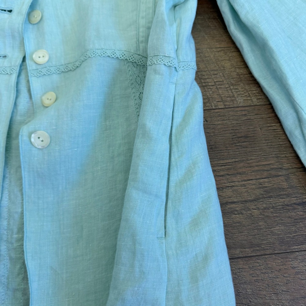 J. Jill Linen Crochet Trim Jacket Womens XL Seafoam Green - Picture 10 of 14